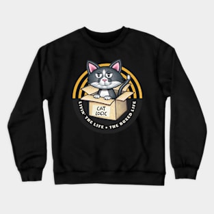 Cute Funny Cartoon Cat Living The Boxed Life Crewneck Sweatshirt